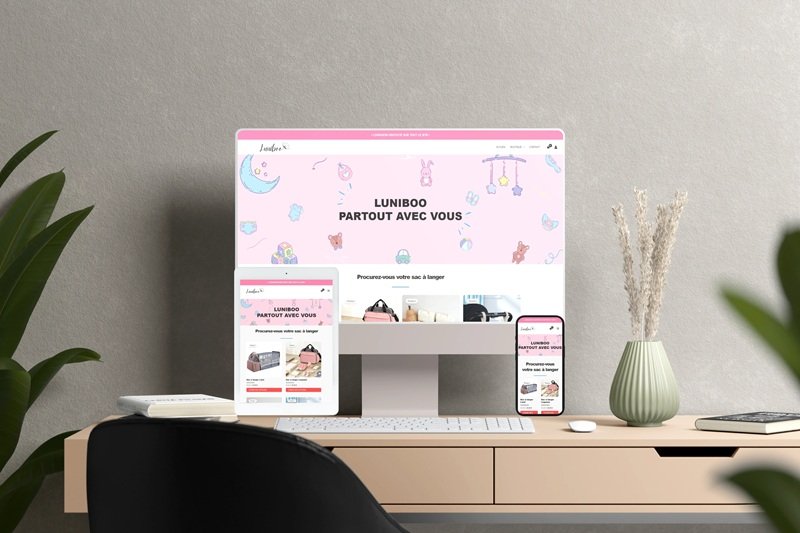 Mockup du site vitrine sur-mesure pour la société Luniboo.