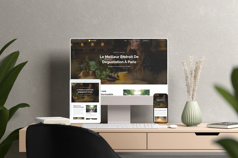 Mockup du site vitrine sur-mesure pour la société NYUS.
